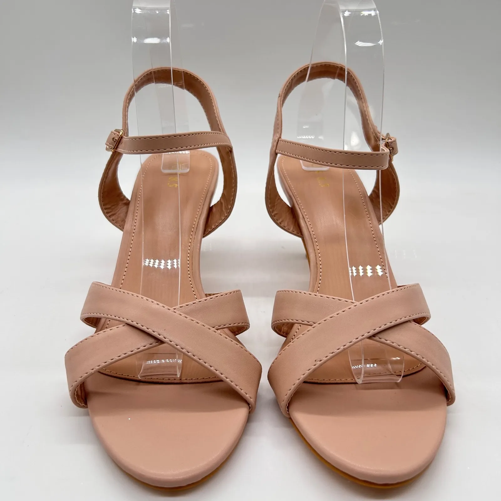 NEW‎ Allegra K Heels Sandals Womens 8.5 Tan Ankle Strap Criss Cross Kitten Heel - Image 4