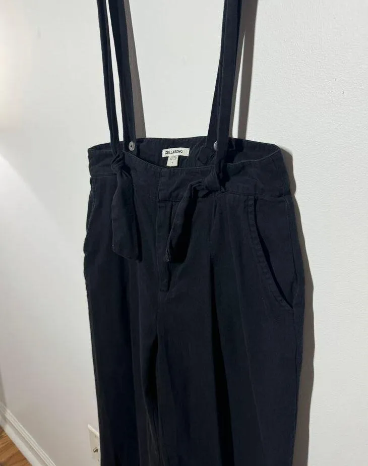 Billabong Women 28 Overall Pants Black 100% Cotton Grunge 90s Goth Grunge Surf - Image 4