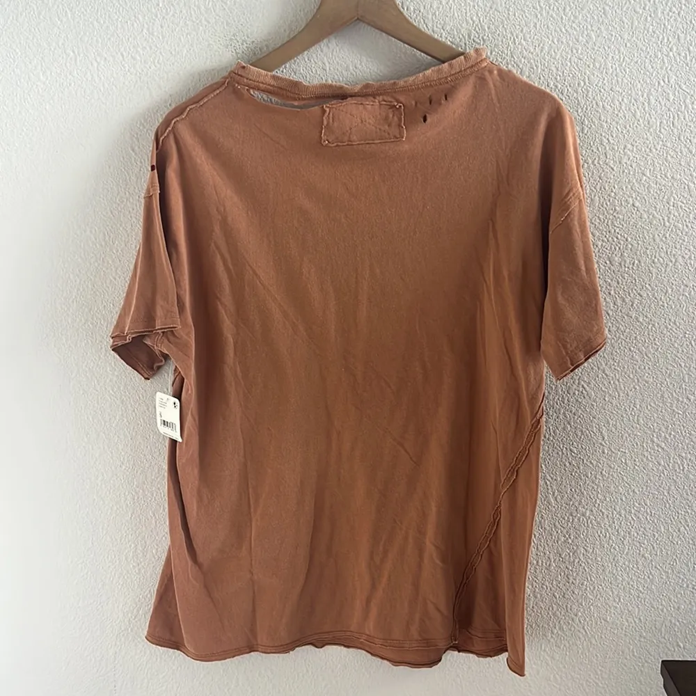 NWT Free People We the Free Dani Oversized T-Shirt Crush Blush Distressed Small - Image 2