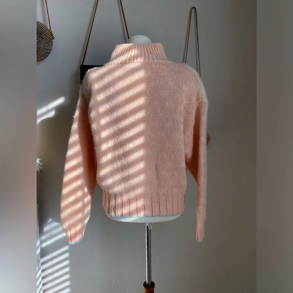 Vintage Liz Sport Pink Kawaii Wool Button Sweater, Size Medium - Image 5