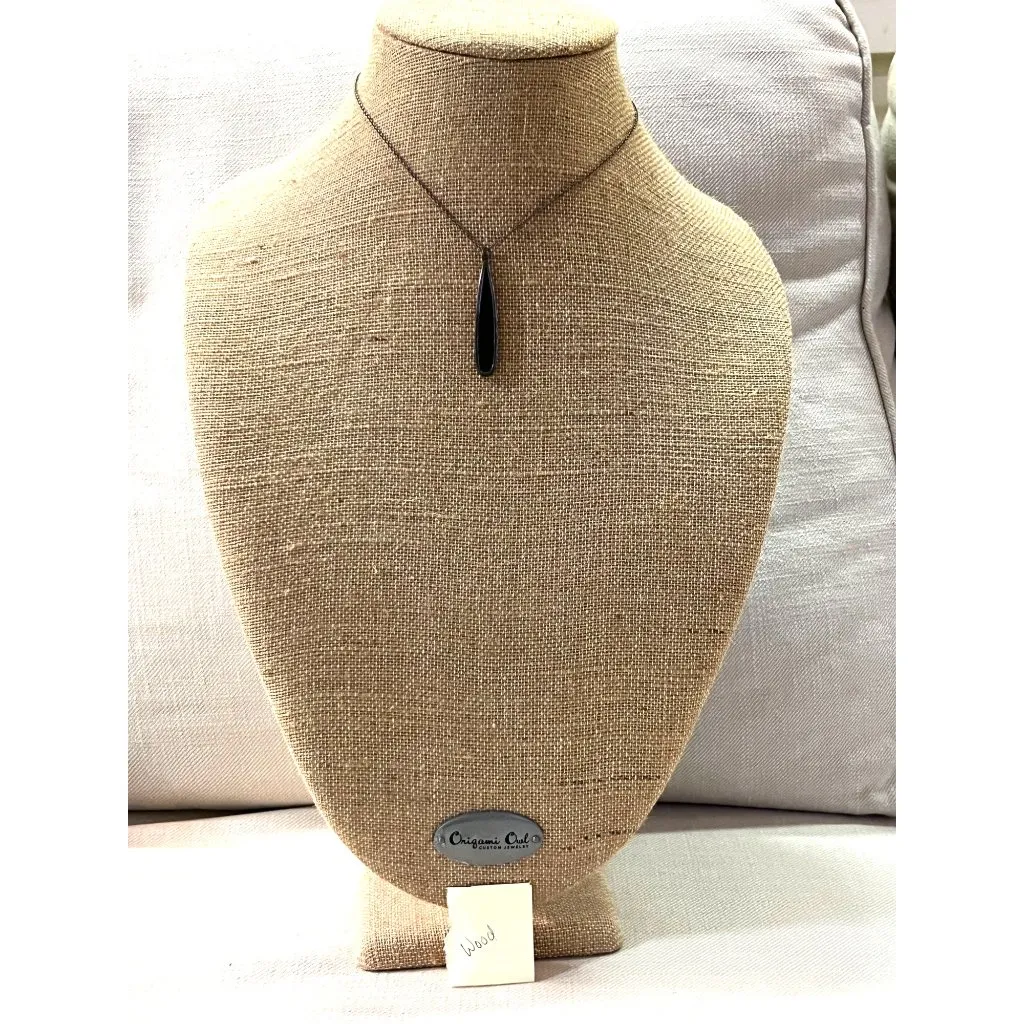 Karibou 925 Sterling Silver Necklace Boho Wood Teardrop Pendant 2" Used - Image 8