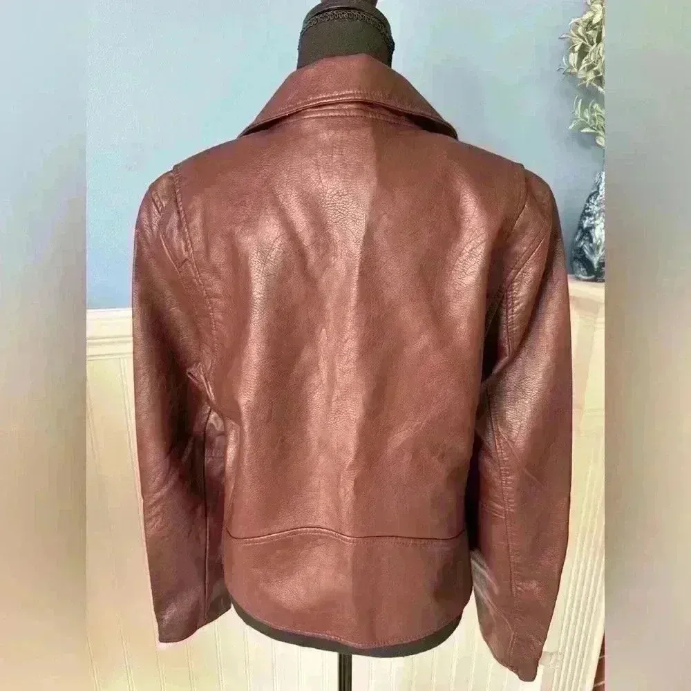 NWT Blank NYC Vegan Leather Moto Jacket ~ Large ~ Burgundy/Maroon - Image 5