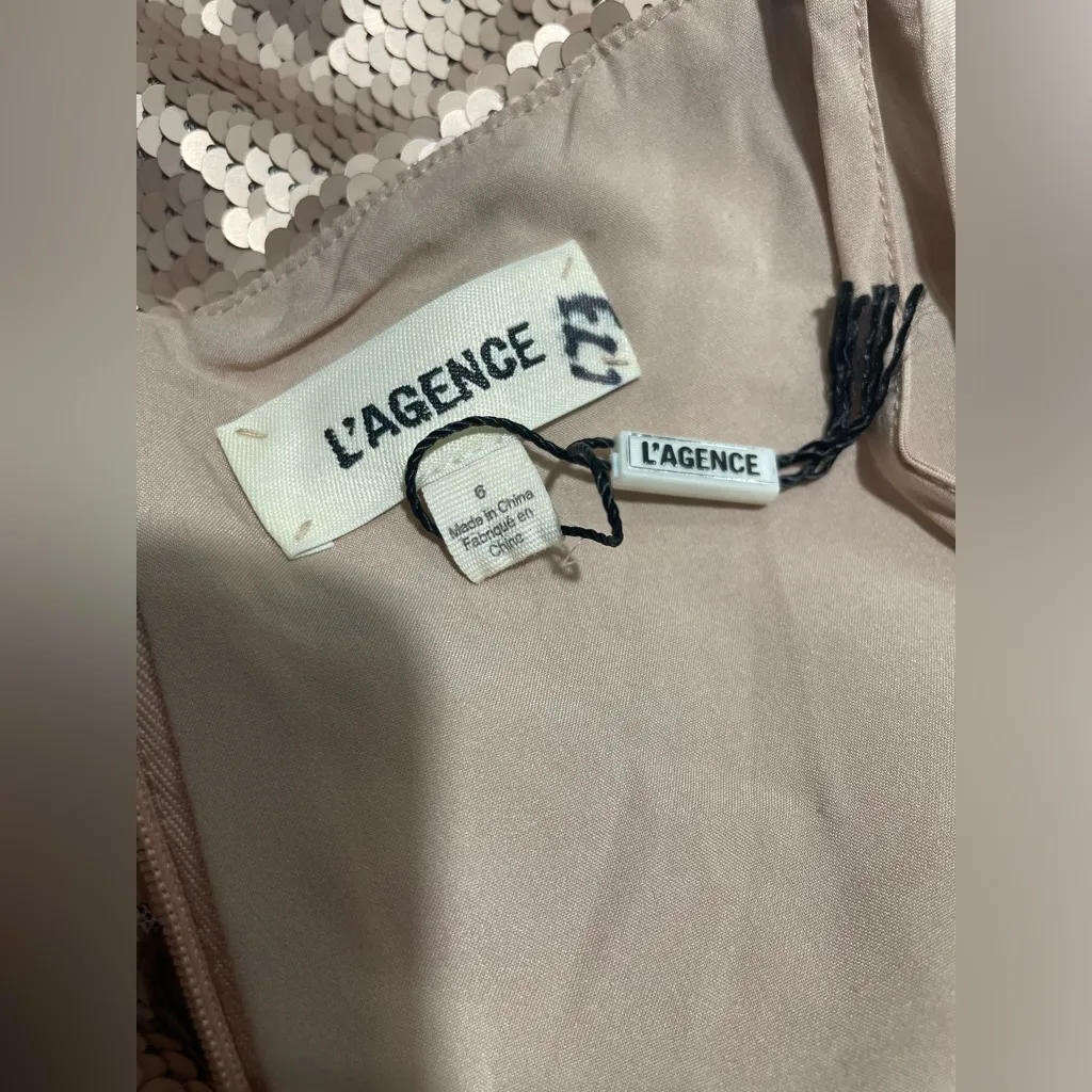 New! L'AGENCE Femme Sequin Cutout Midi Dress‎ Gold in Rose Sz 6 $595 - Image 13