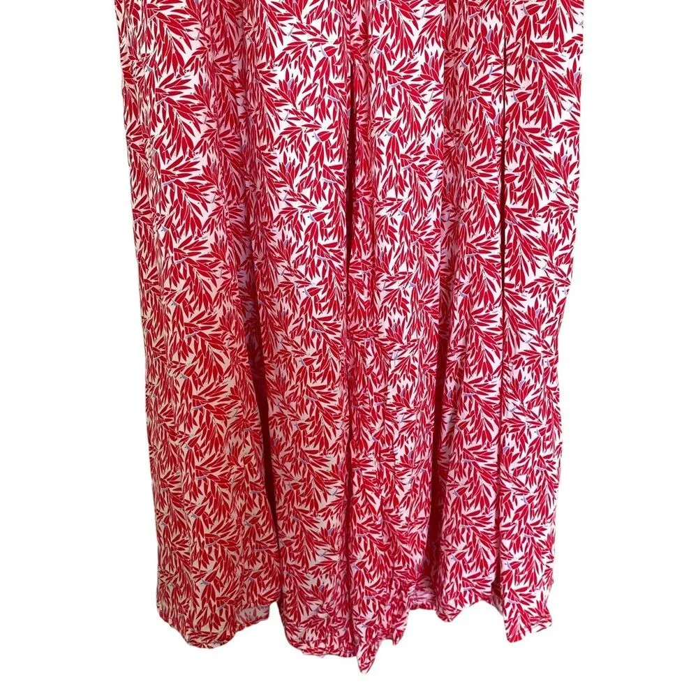 Aakaa Vici Dolls Pink Maxi Tropical Print Split Leg Resort Palazzo Pants Large - Image 9