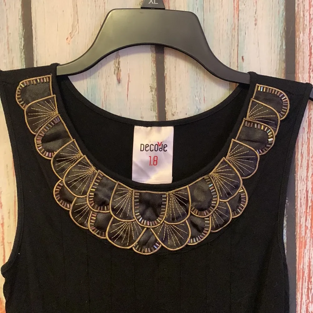 Decode 1.8 Black Stretchy Dress with Satin Disc & Sequin Collar Size M Size M - Image 2