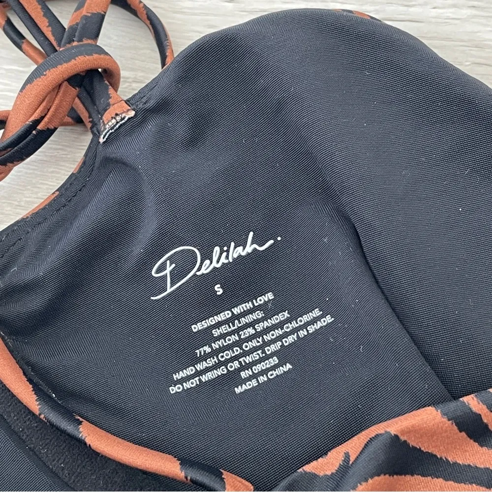 Delilah Bikini Top zebra underwire womens Brown Black (small) swim beach summer - Image 2