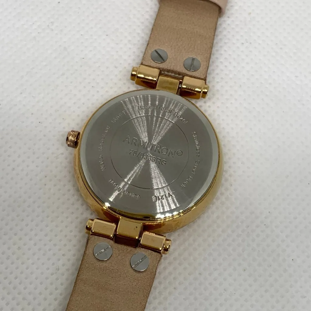 Armitron women rose gold tone watch 30mm quartz analog pink leather running - Image 6