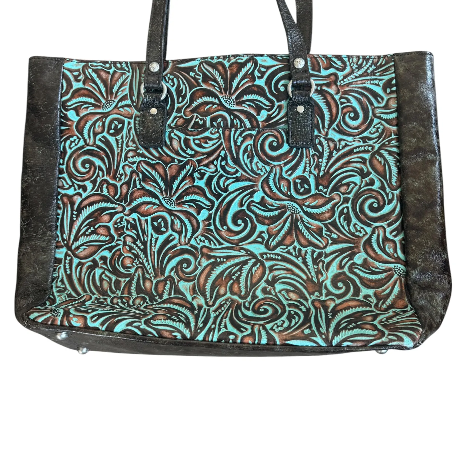 Patricia Nash Solaro Turquoise Tooled Leather Tote - Image 3