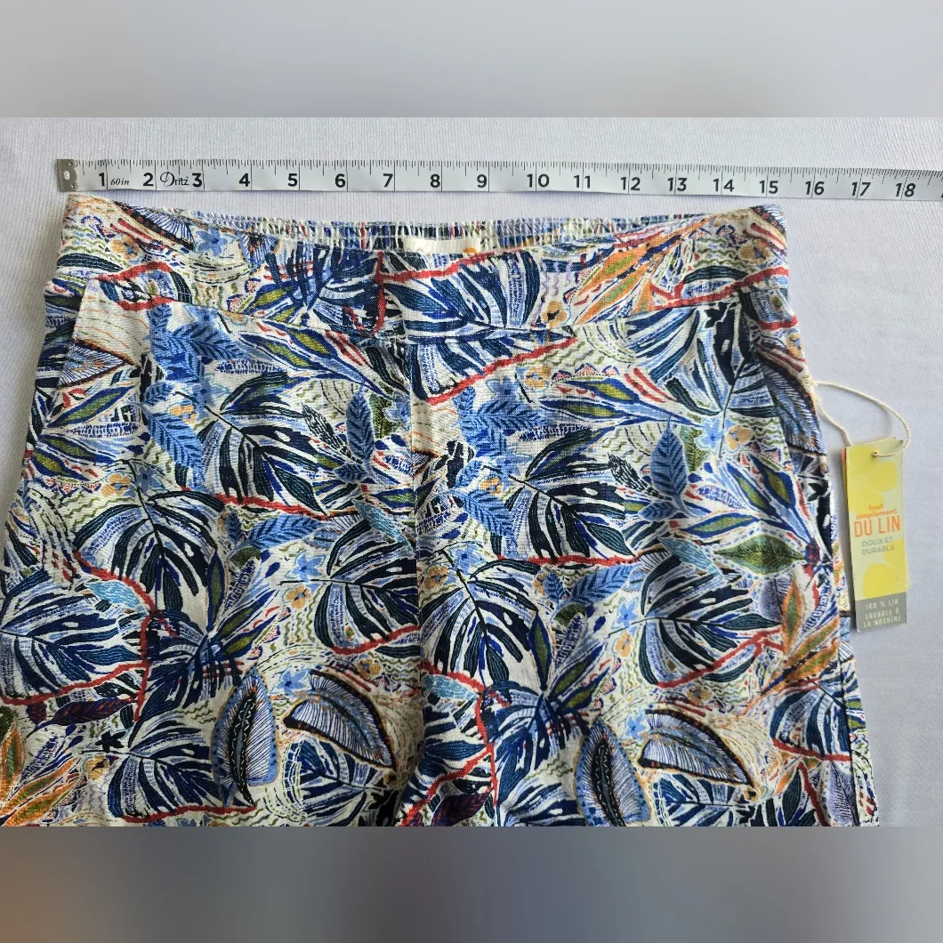 C&C‎ California 100% Linen Floral Print Women's Wide Leg Pants Size L - Image 7