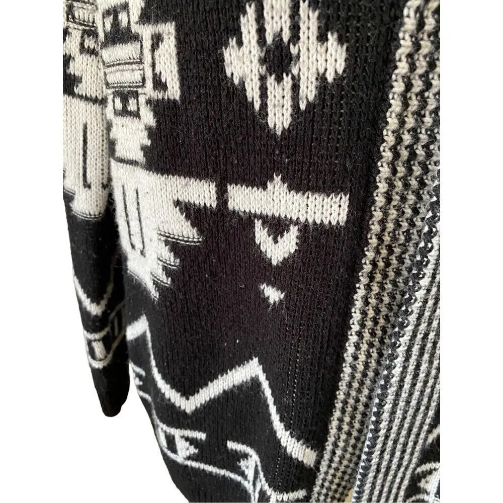 Pink Rose Hooded Cardigan Sweater Aztec Geometric School - Image 5