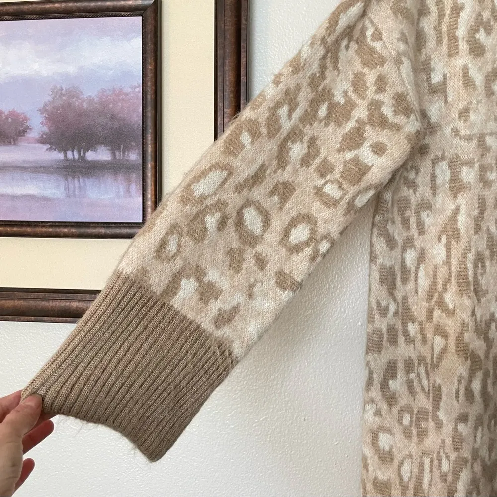 NWT Topshop Leopard Animal Print Tan Cardigan Sweater Duster Open Front Size XS - Image 6