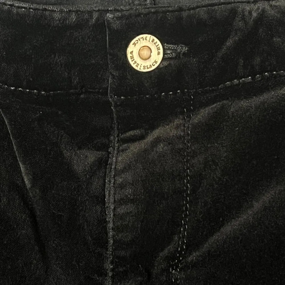 White House Black Market Noir Velvet Pants Slim‎ Leg Rhinestone Detail 14R - Image 6