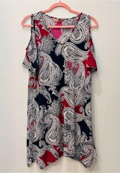 Boutique Cold shoulder paisley tunic dress size small - Image 1
