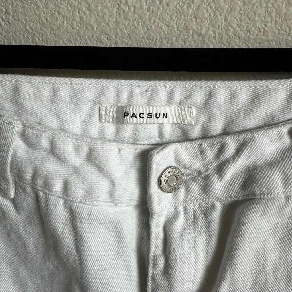 PacSun White Embroidered Carpenter Denim Pants - Image 2