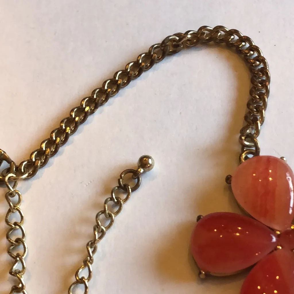 Floral Pink Melon Color Boho Retro Statement Necklace - Image 6