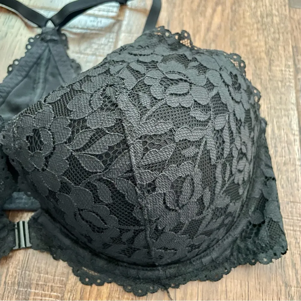 PINK VICTORIA’S SECRET Date Racerback black lace bra, size 36D - Image 6