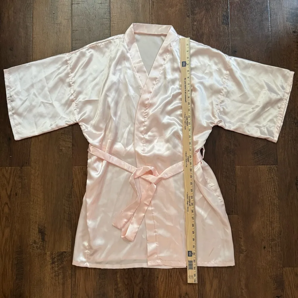Bride pink satin robe, one size - Image 8