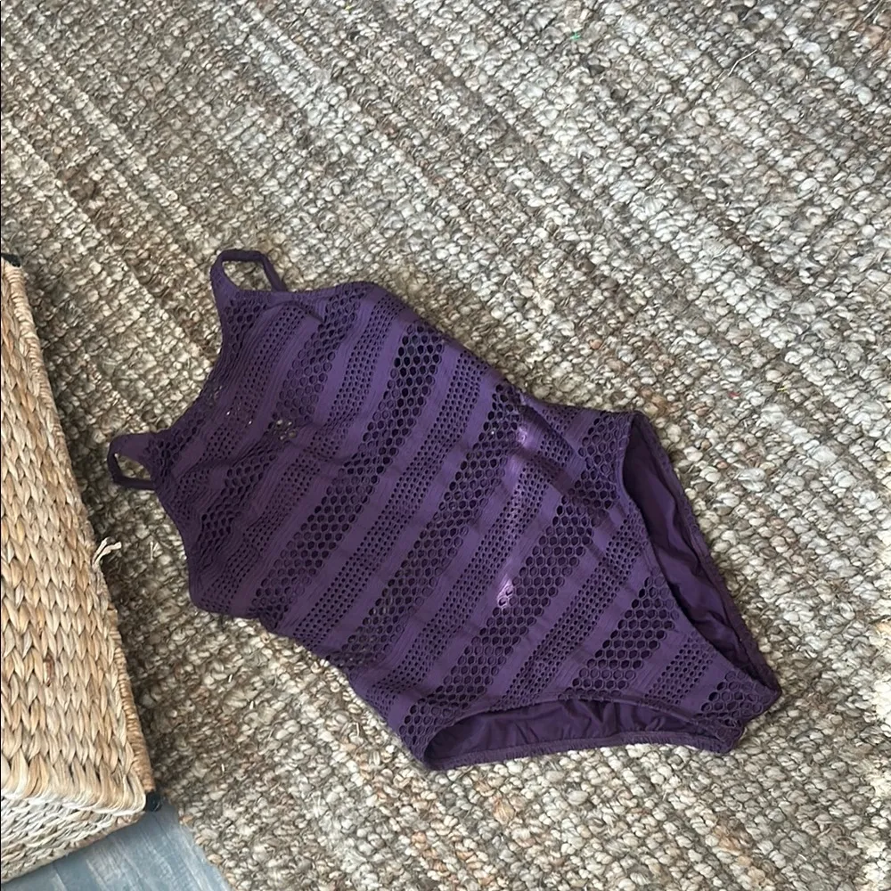 Bleu Rod Beattie Plum Purple Eyelet One Piece Swim Size 12 - Image 3