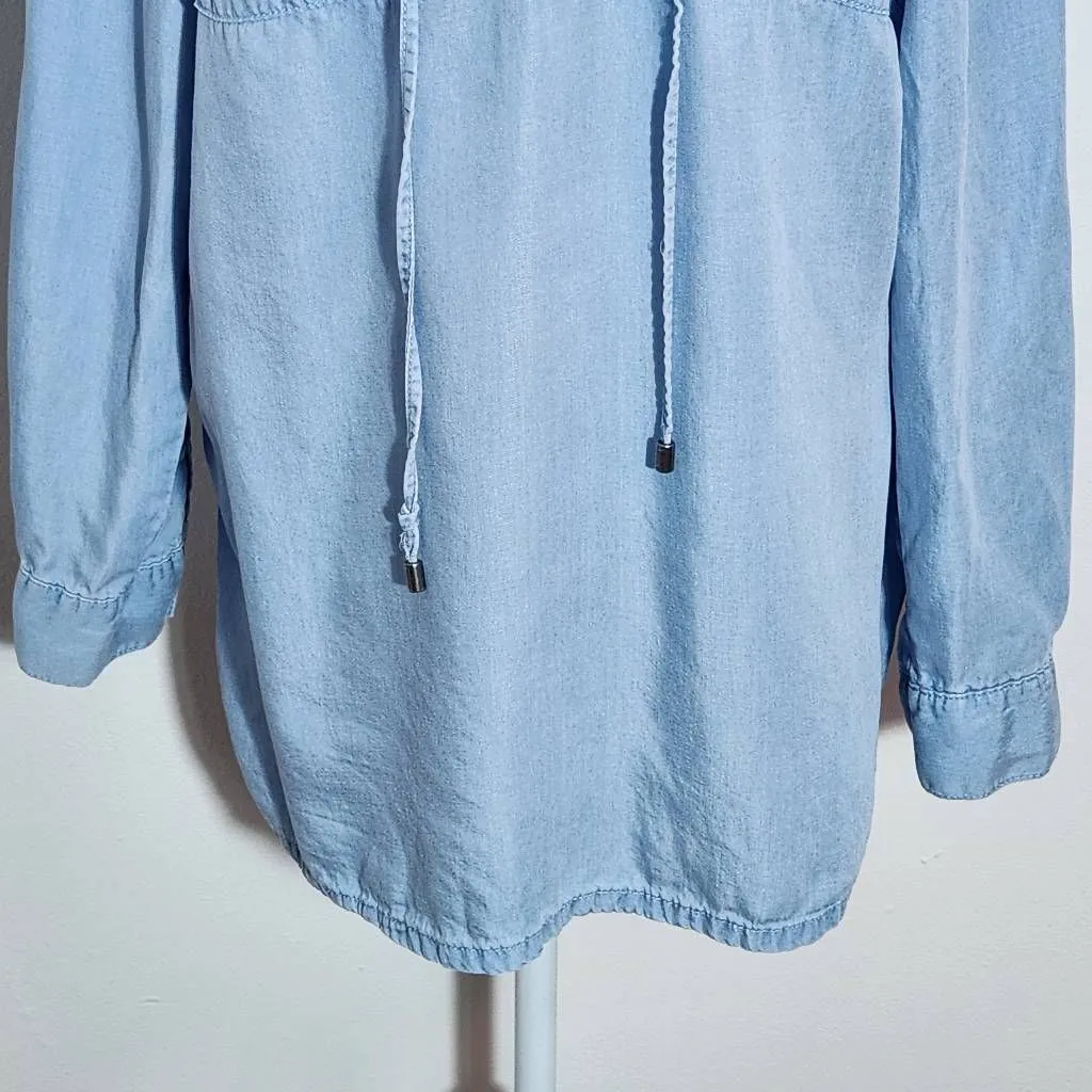 Style & Co. Blue Chambray Lace-Up Tunic Size Large Chambray Tunic - Image 2