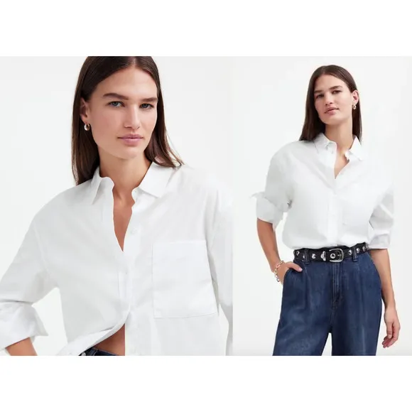 Madewell | NWT | Relaxed Button-Up Shirt in Eyelet White | Sz XXS - Image 2