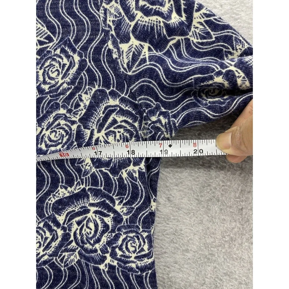 Lularoe Women's Open Front Cardigan Blue Floral Long Sleeve Full Length Small - Image 7