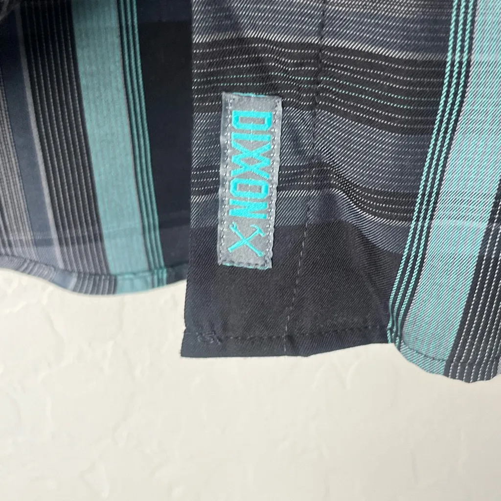 Dixxon Xenos bamboo plaid snap front short sleeve shirt NEW medium Blue - Image 7
