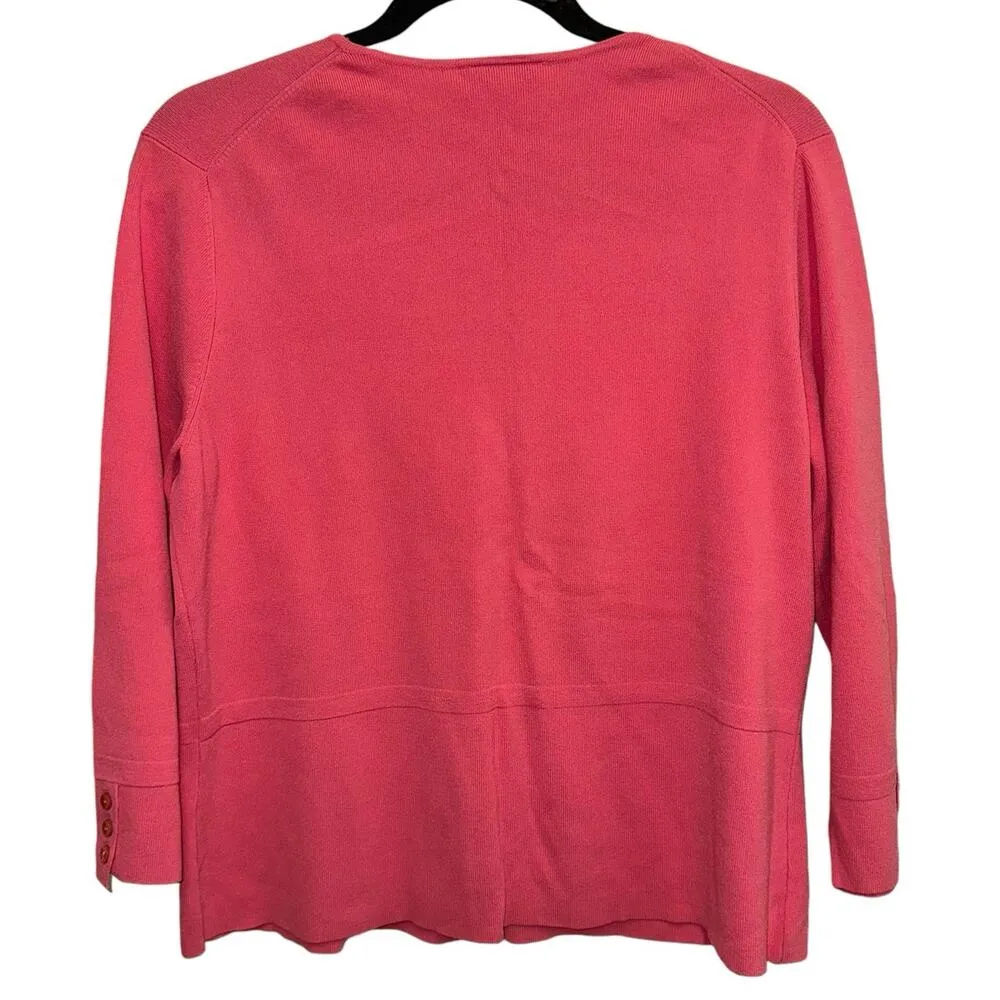 Talbots Vintage Peach Button Front Lightweight Knit Cardigan - Image 3