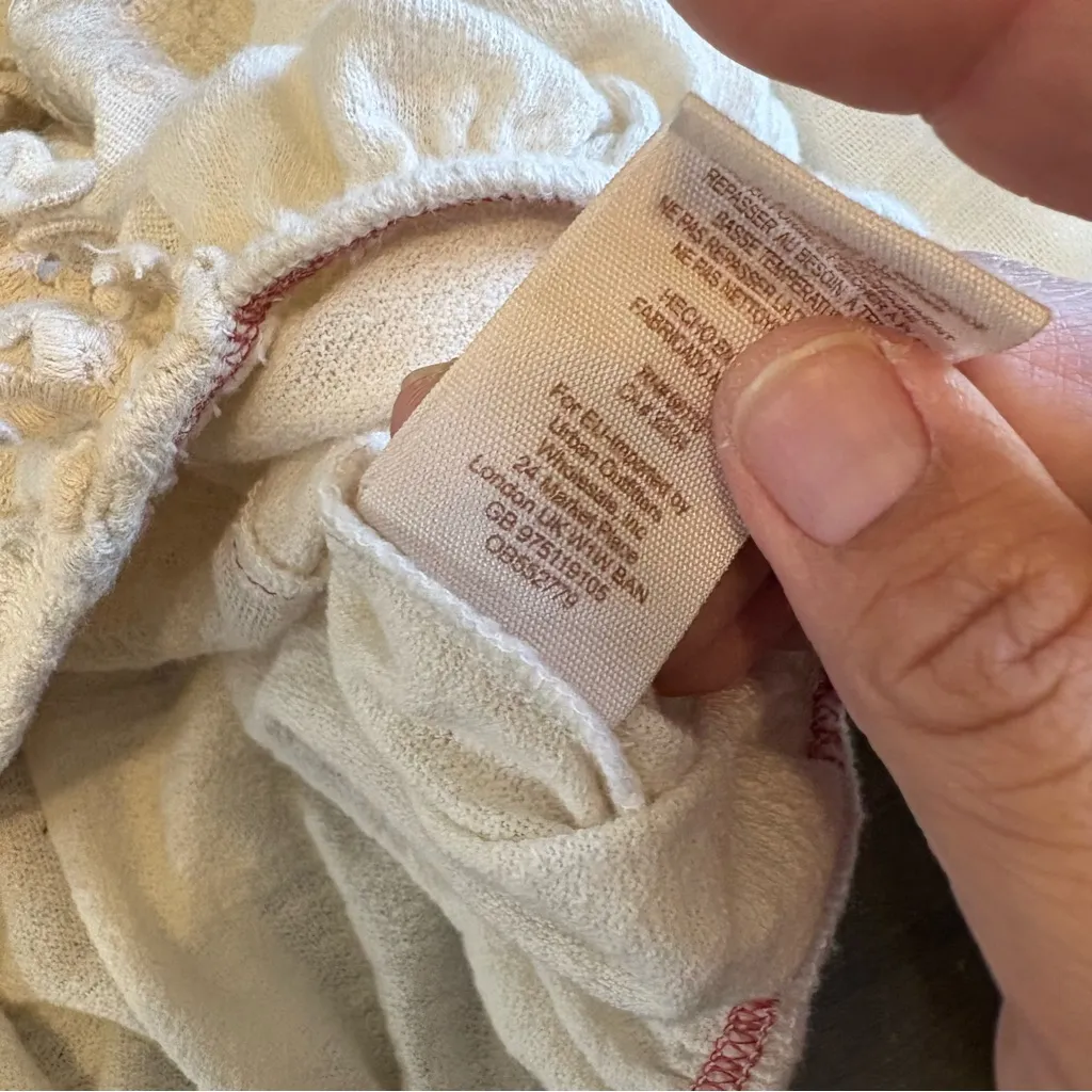 Free People Desert Sands Cotton Top Ivory Embroidered Floral Beaded Long Sleeve - Image 8