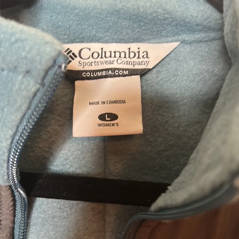 Columbia Fleece Sweater Jacket Coat Full Zip Blue Pockets Womens Size Large - Image 5