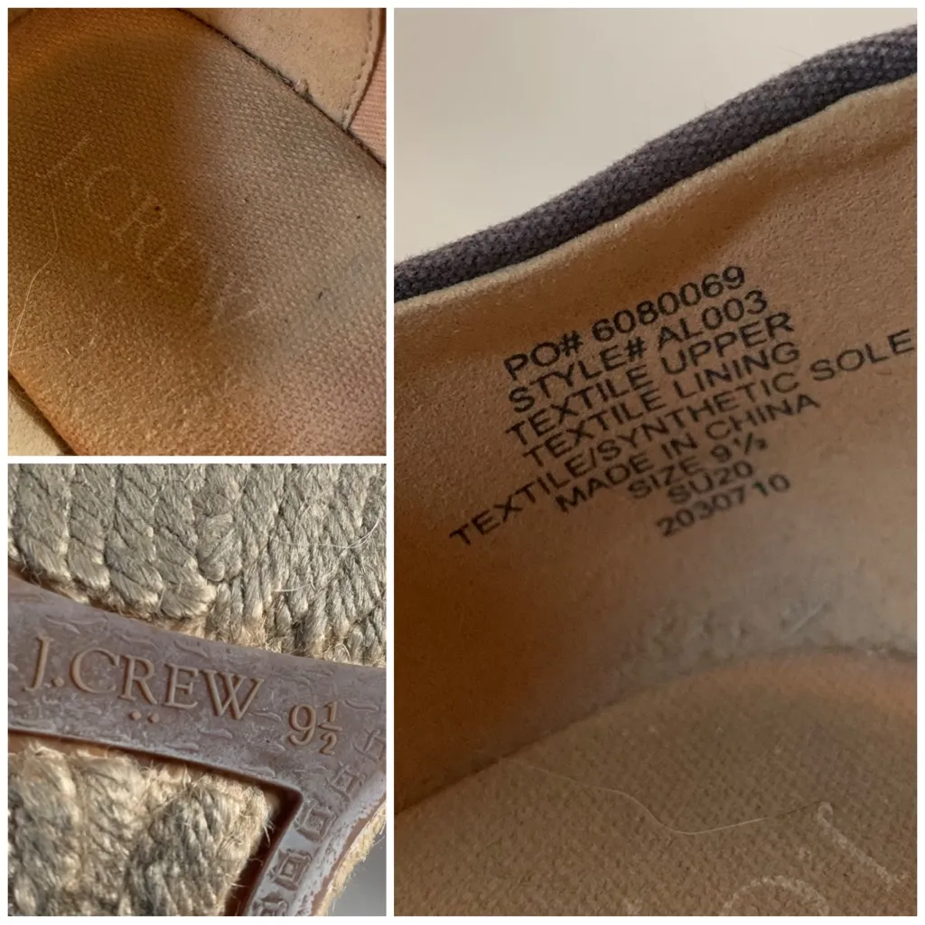 J. CREW GRAY "SEVILLE" CANVAS AND JUTE ESPADRILLE WEDGE HEELS (9.5) - Image 12