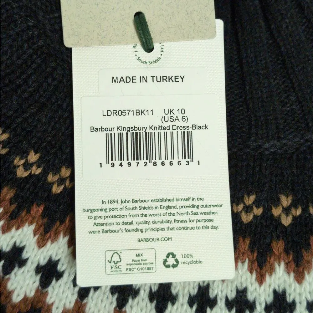 Barbour Kingsbury Knitted Sweater Dress Black Shift Long Sleeve Turtleneck 6 New - Image 10