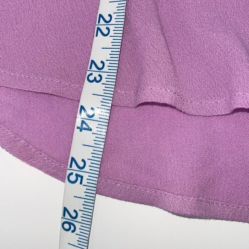 Easel Women’s Button Up Rayon Shirt Top 3/4 Sleeve Cuffed Pocket Purple Size Med - Image 9