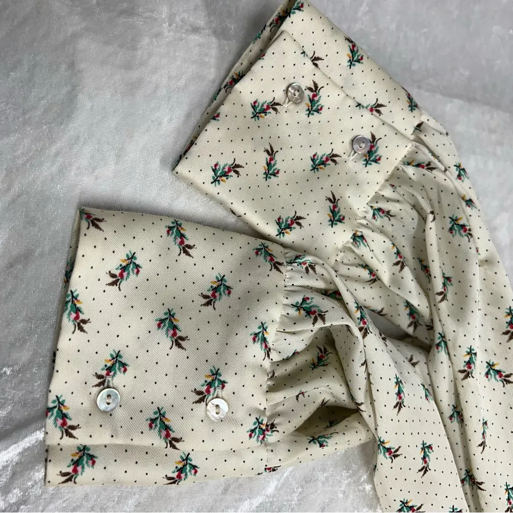 ZARA Satin Floral Crop Crew Neck Cut Out Long Sleeve Blouse Top Size xl - Image 14