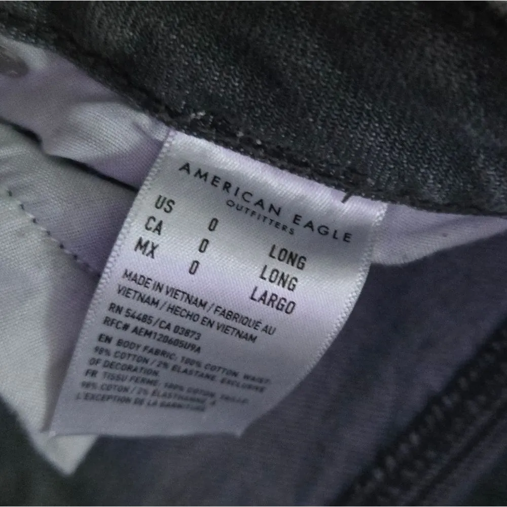 American Eagle Black Distressed Mom Jeans Women’s Size 0 High Rise Ripped Knee - Image 7