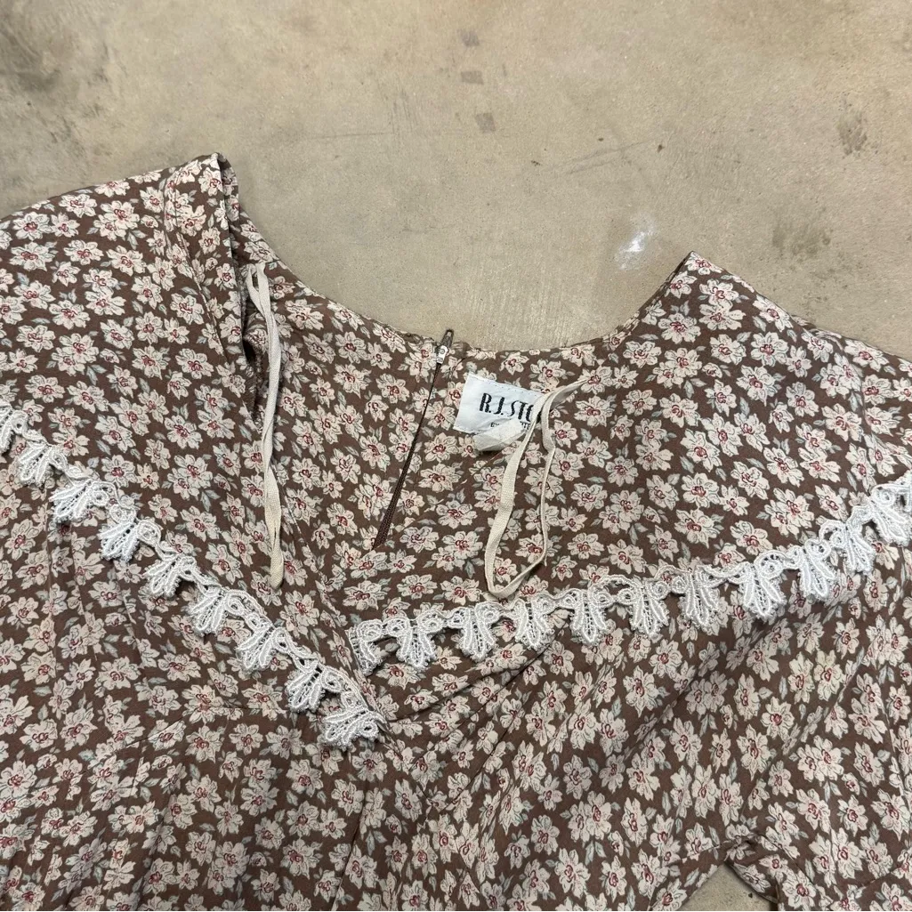 VTG R.J. Stevens Petites by Carol Escritor floral print prairie dress White Size 6 - Image 5