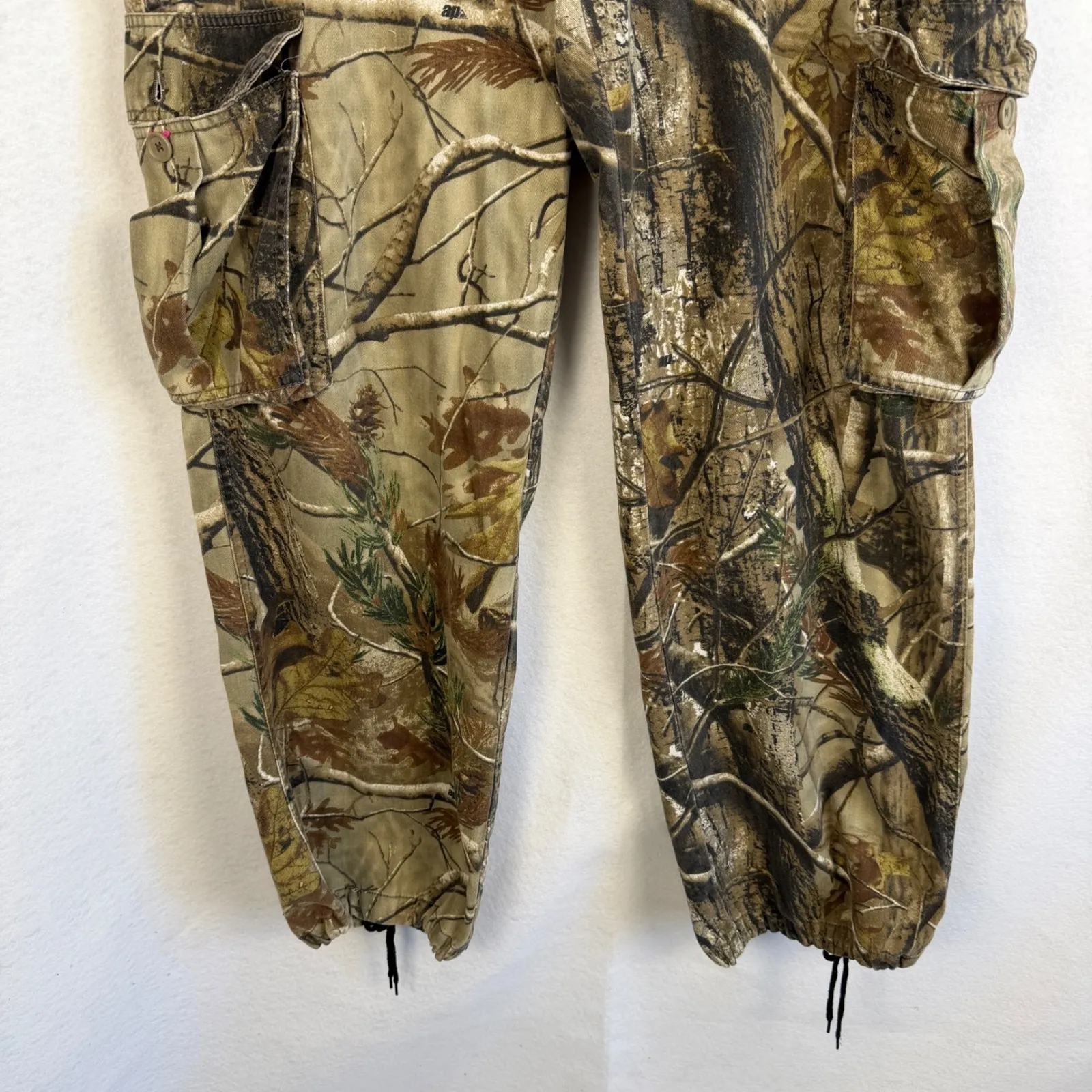 RealTree Camo Cargo Pants Drawstring Pockets Pink Trim Women XL Streetwear - Image 4