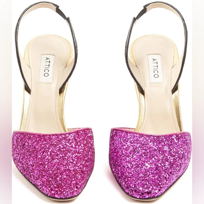 The Attico Diletta Tri Color Pink Gold Black Glitter Pumps Heels Shoes 37 NWOB Size 6 - Image 3