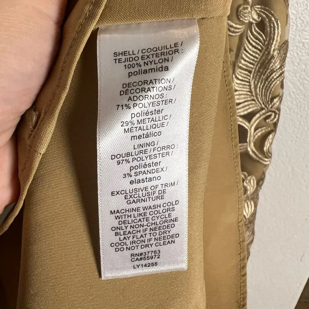 Laundry by Shelli Segal Gold Embroidered Sleeveless V-Neck Formal Gown Size 10 - Image 11