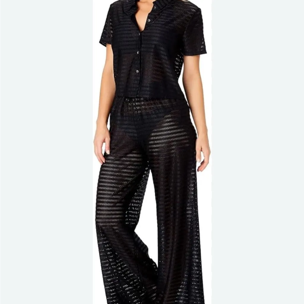 Hurley Black Wide Leg Sheer Pants - Image 2