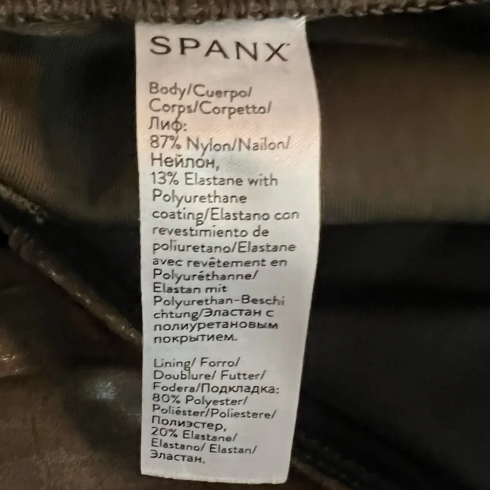 Spanx Faux Leather Crocodile Green High Rise Edgy Casual Shaping Leggings Size S - Image 7