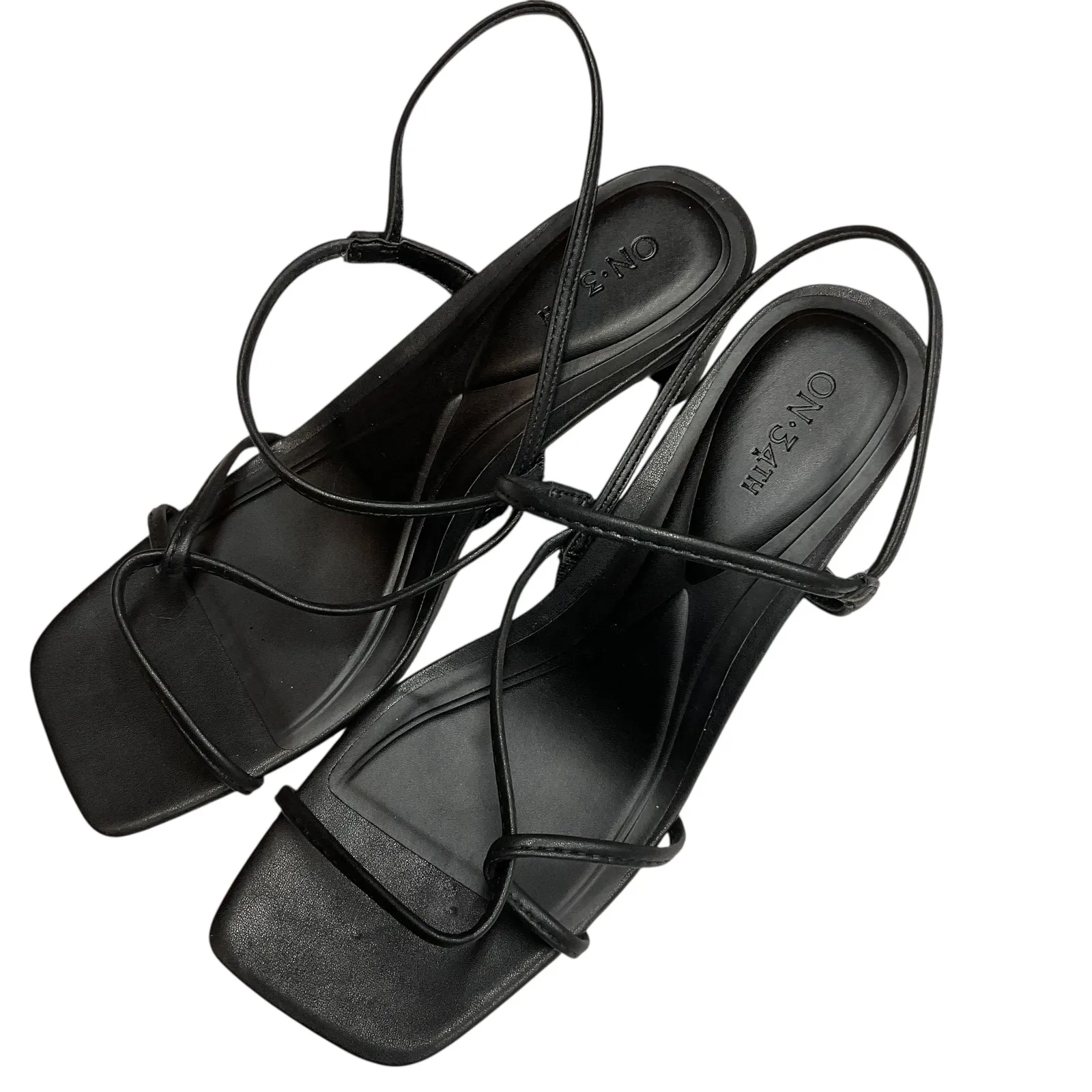ON 34th Women's Square Open Toe Strappy Slingback Dress Sandals Black Size 9M - Image 5