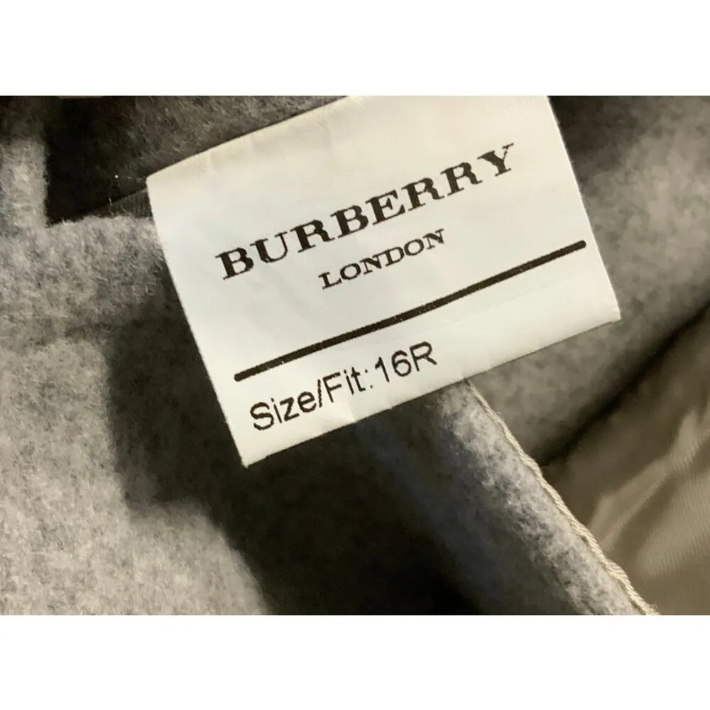 BURBERRY London Women's Gray Hooded Wool Duffle Coat Sz 14 - Image 12