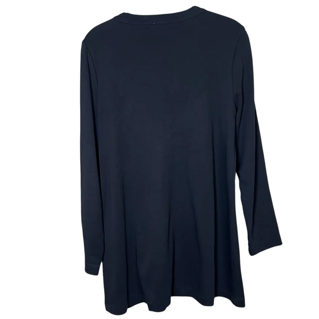 CHICO’S Black Long Sleeve Tunic Top Pima Cotton Beaded V-Neck Stretch Sz 1 US 8 - Image 9