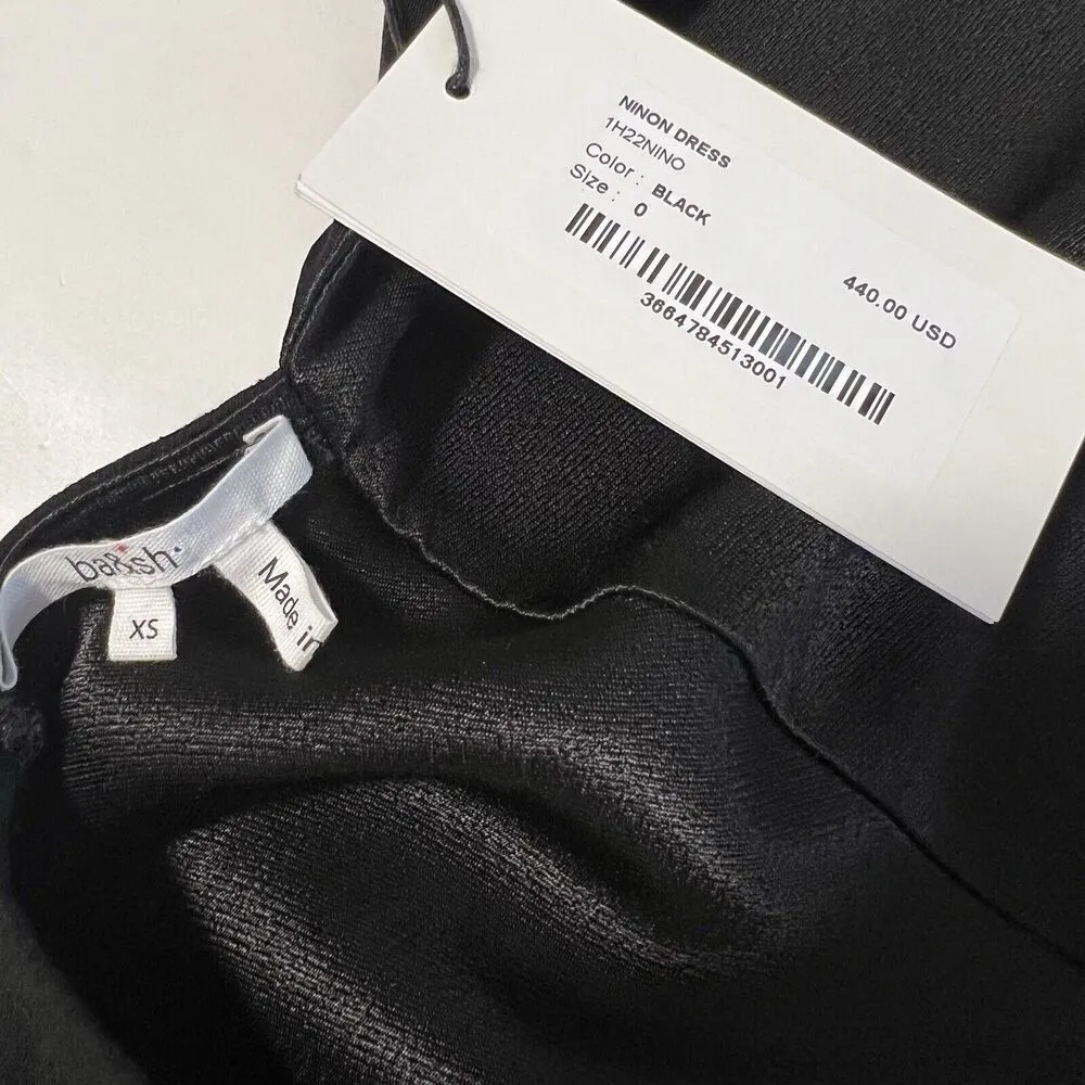 NEW BA&SH Sz XS Ninon Satin Midi Slip Dress Open Back Cut Out Black - Image 9