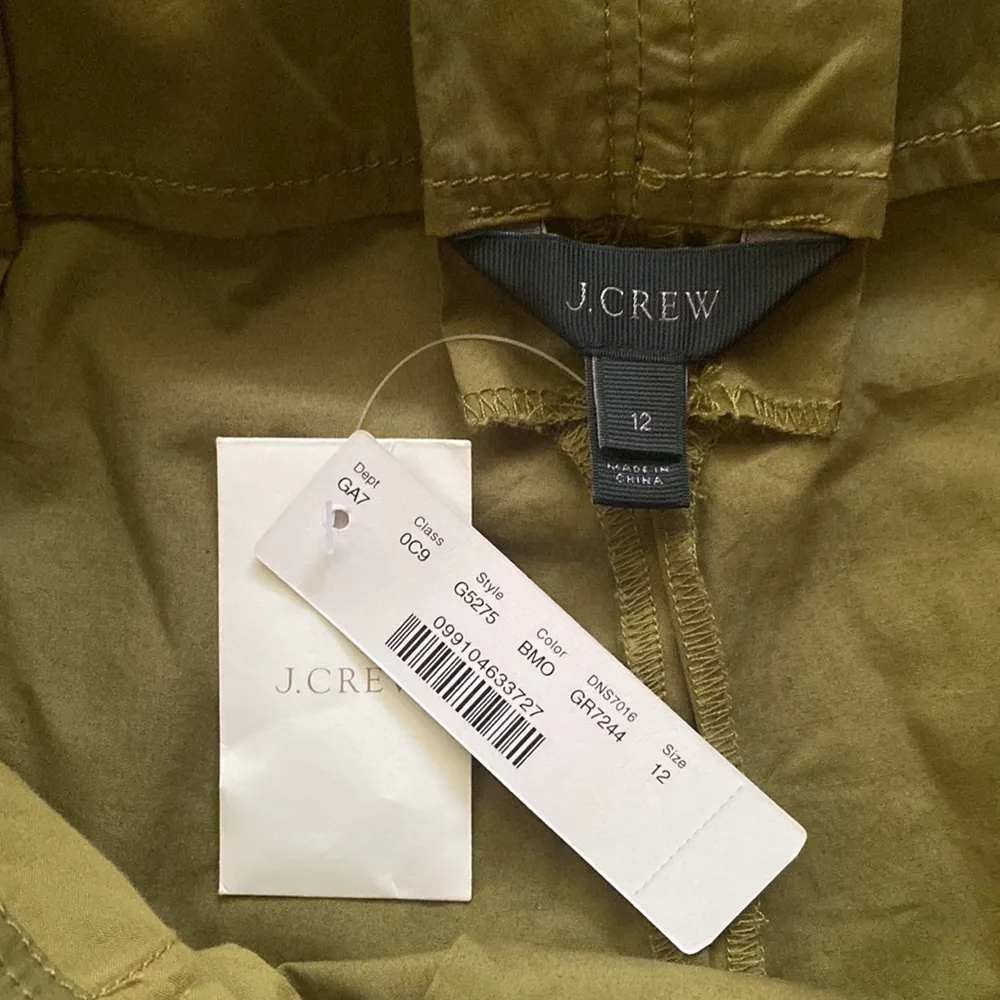 NWT J. Crew olive green high-waist cotton paper bag tie cropped pants, size 12 - Image 3