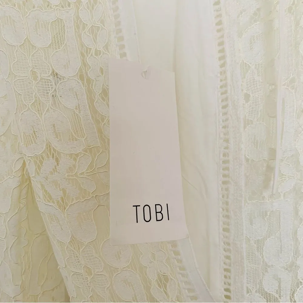 NWT Tobi White/Ivory Coachella Boho Long Sleeve Open-Back Lace Dress | Size: XS - Image 8
