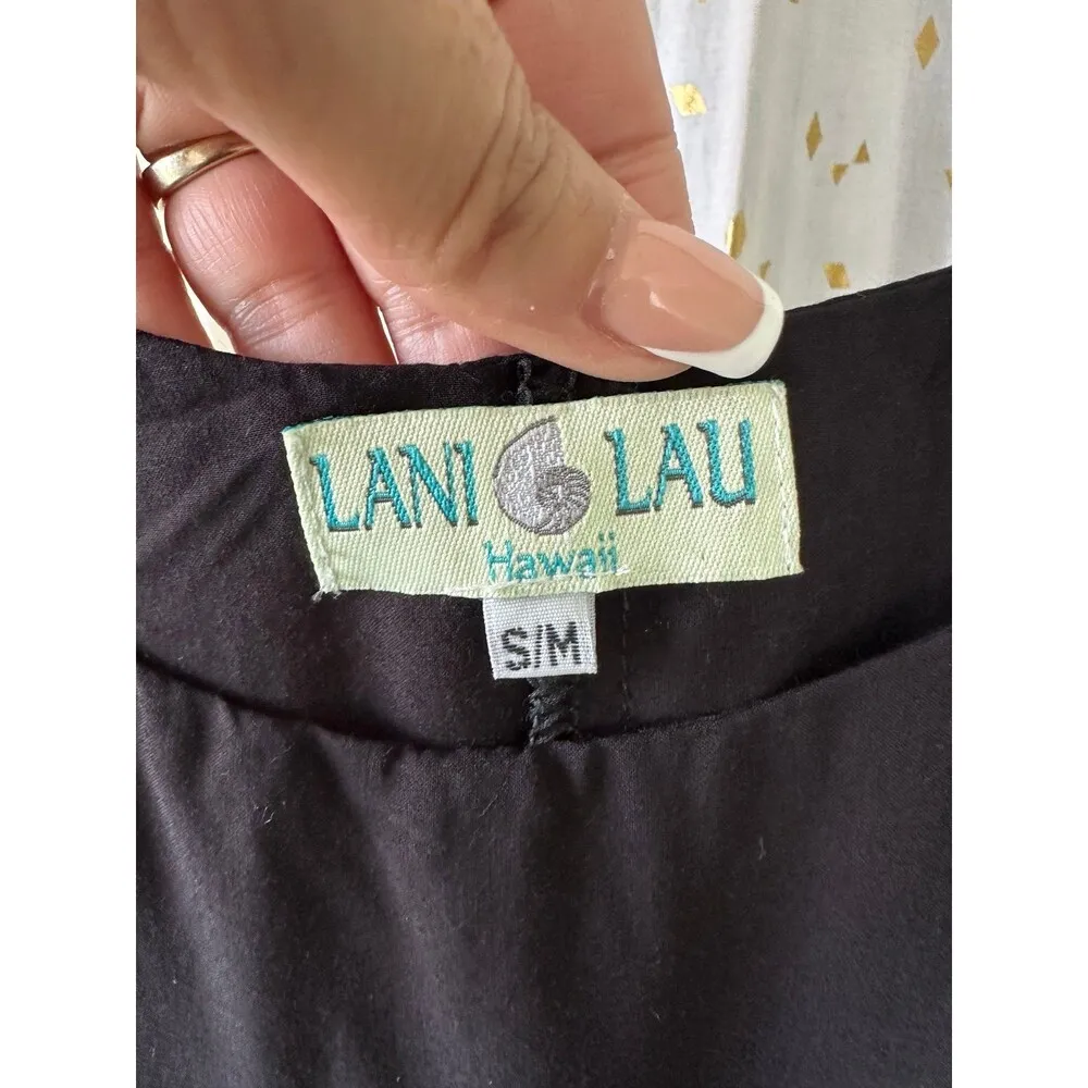 Lani Lau Hawaii Venus Tiered Layered Ruffle Flowy Cami Adjustable Tank Top S/M Black - Image 5