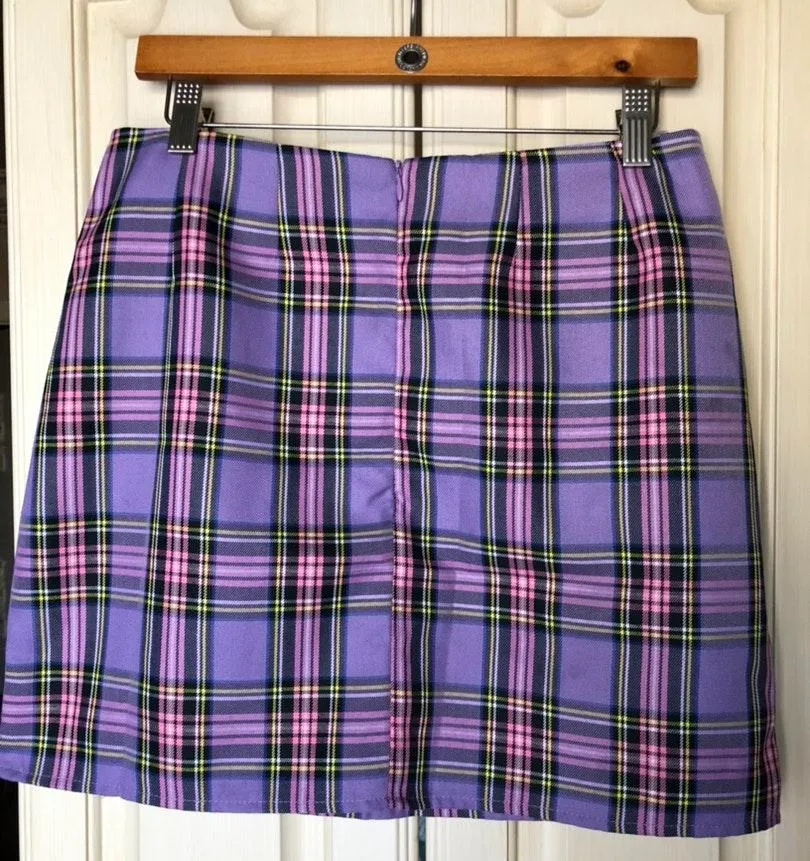 SheIn Purple Plaid Skirt - Image 3