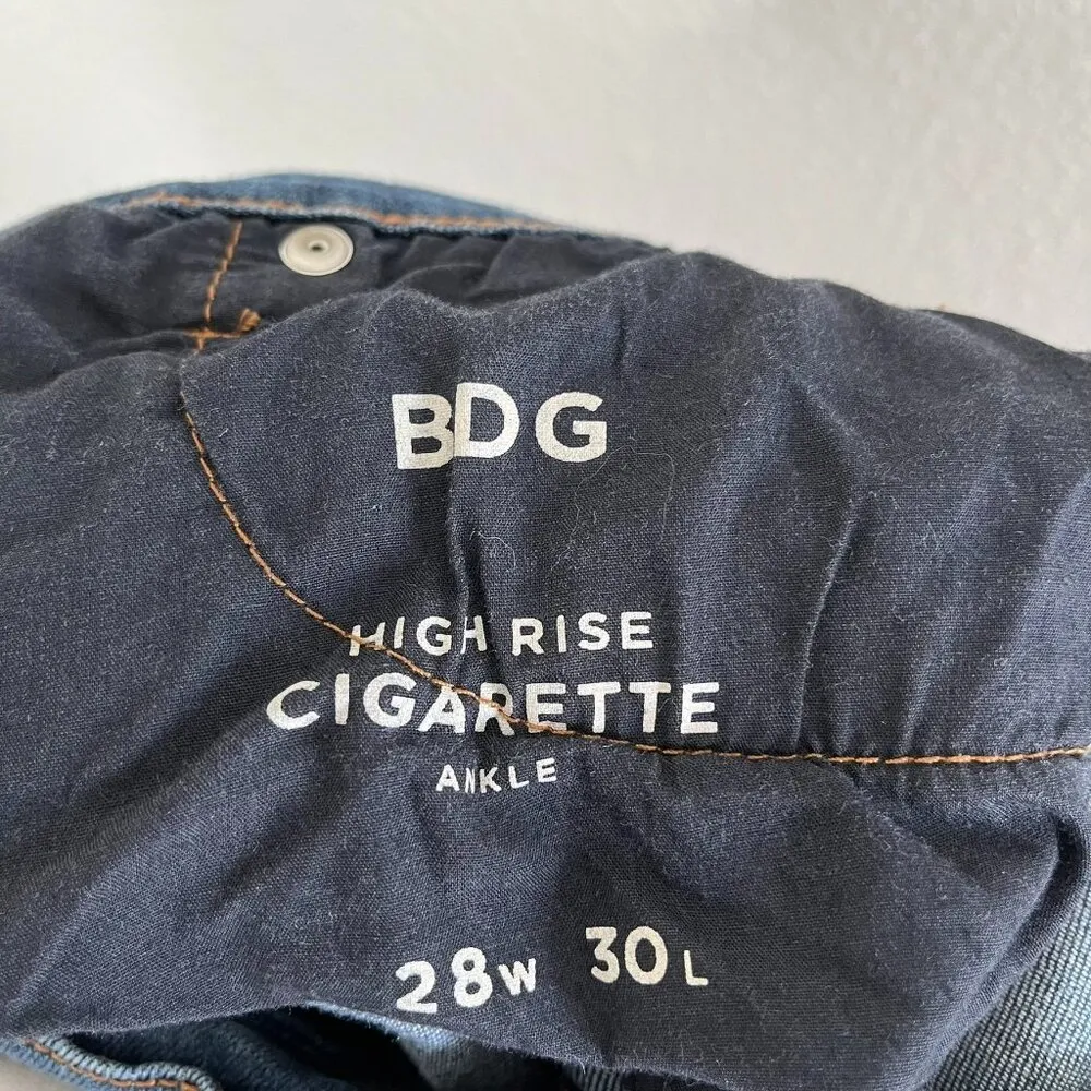 BDG Urban Outfitters Womens Dark Wash High Rise Cigarette Ankle Jeans 28W - Image 11