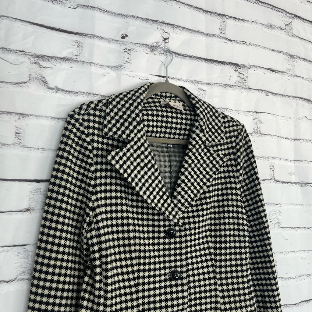 Vintage Geistex 1940s Houndstooth Wool Blazer Black White Jacket Women’s M Retro Size M - Image 3